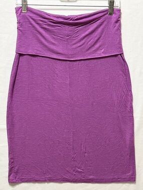 Frenzii by Jully Kang Purple Fold-Over Waist Women’s Stretch Pencil Skirt - L